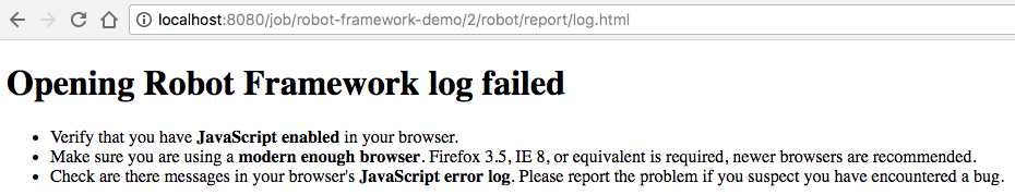 Jenkins HTML Error